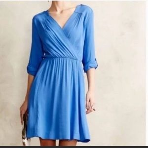 Anthropologie Maeve Lene Blue Wrap Dress Small